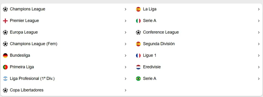 Opciones para el Fútbol