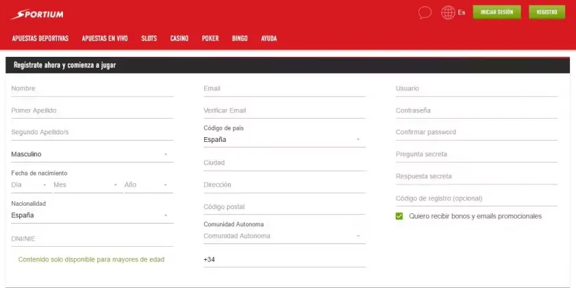 Campos para Información Personal